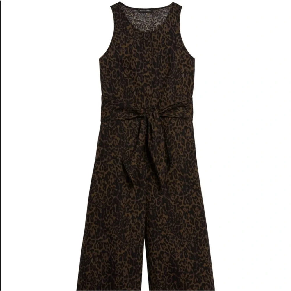 Banana Republic linen blend leopard print jumpsuit 8